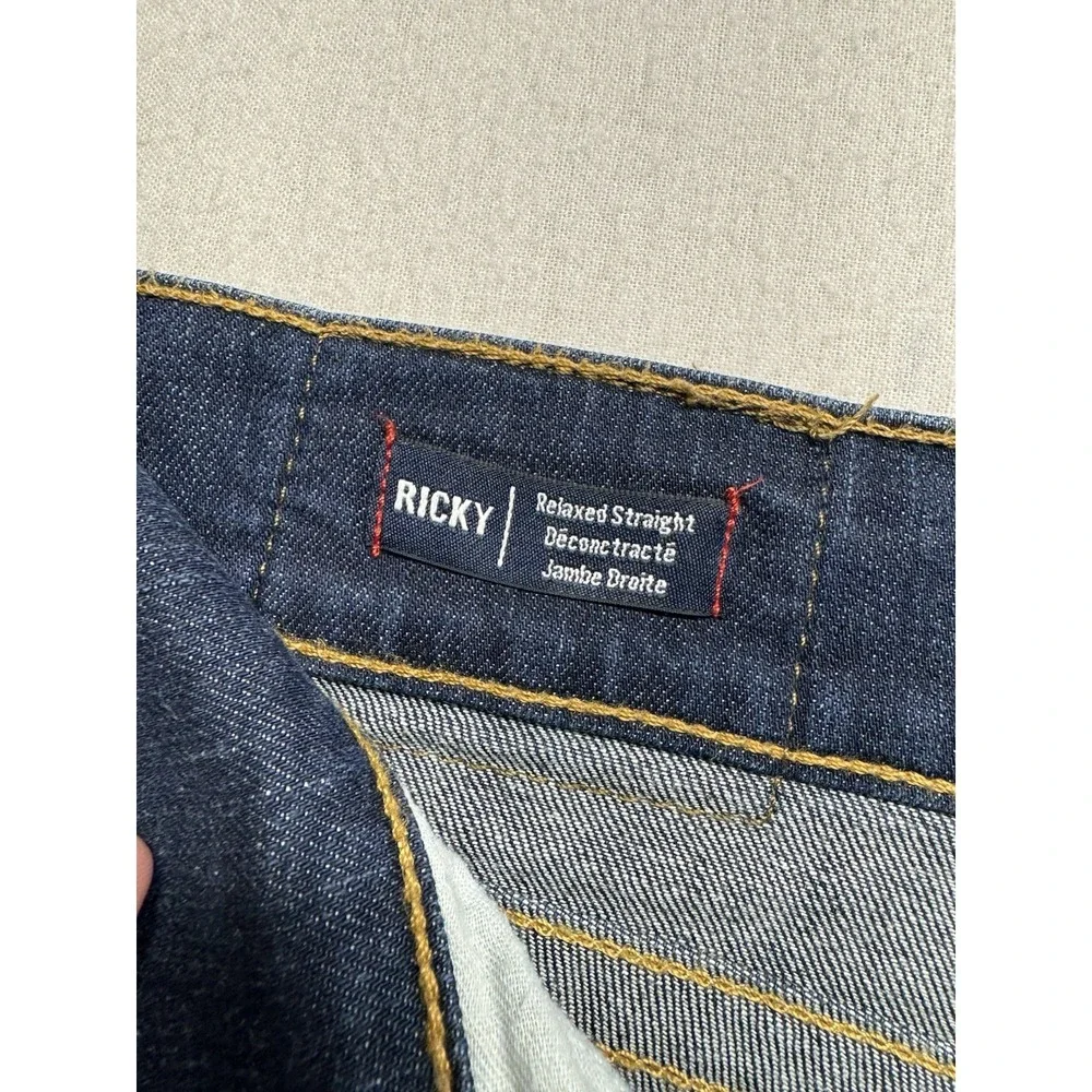 True Religion Ricky Relaxed Straight Jeans Mens 38*34 dark wash flap pockets